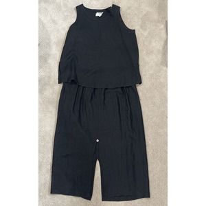 David Dart 2 Piece Set Black 100% Linen Lagenlook Boxy Tank 1X and Skirt 2X